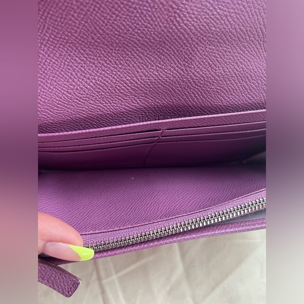 BVLGARI Bulgari Purple Lavender Saffiano Leather Continental Card Coin Wallet - Picture 13 of 16